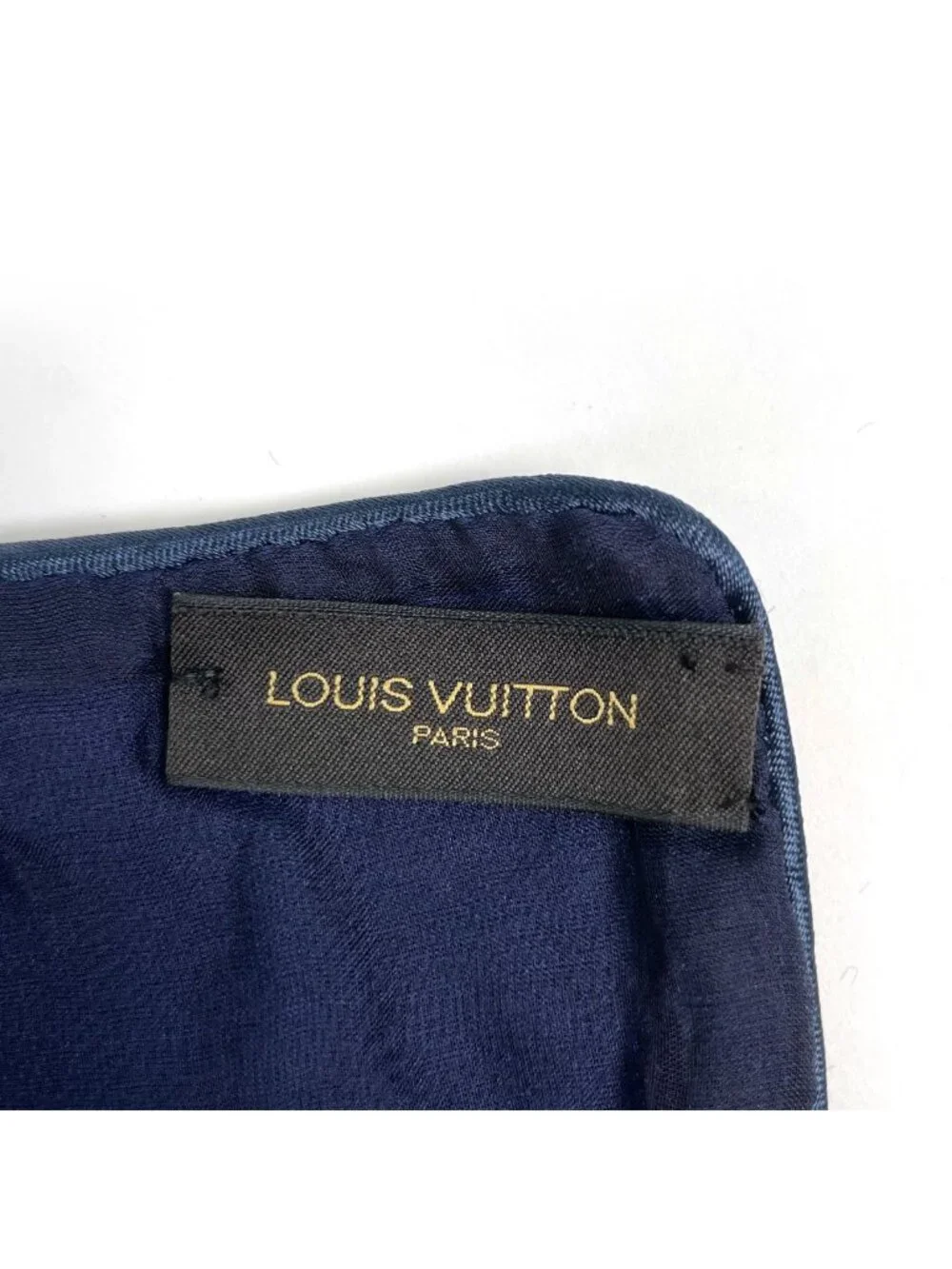 Louis Vuitton Shawl Monogram Echarpe Velvet Rayon Silk Navy Scarf